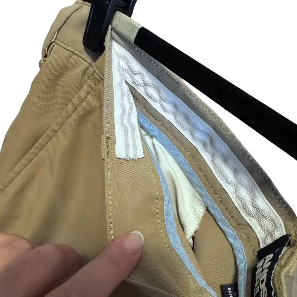 Lands' End Men's 34 Tan Chino Shorts Khaki Flat Front Classic Prep Casual 11